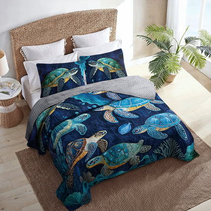 Shineful All Season Quilt 3-Piece Set Sea Turtle Ocean