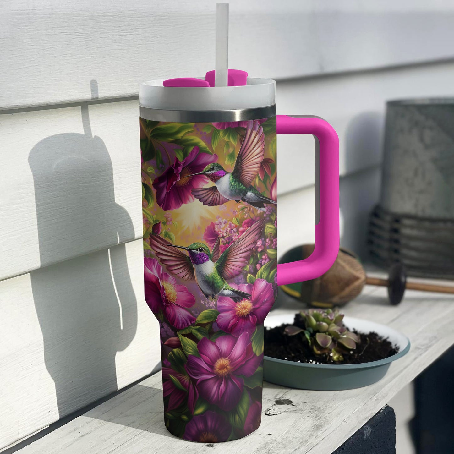 Colibri en vol fleuri de Shineful Tumbler