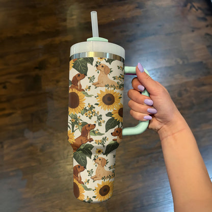 Shineful Tumbler Sunflower Dachshund Pattern