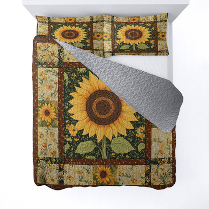 Shineful All Season Quilt 3-Piece Set Sunflower Blis