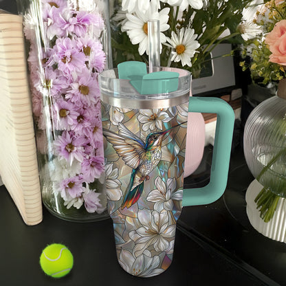 Shineful Glossy Tumbler Glass Hummingbird Symphony