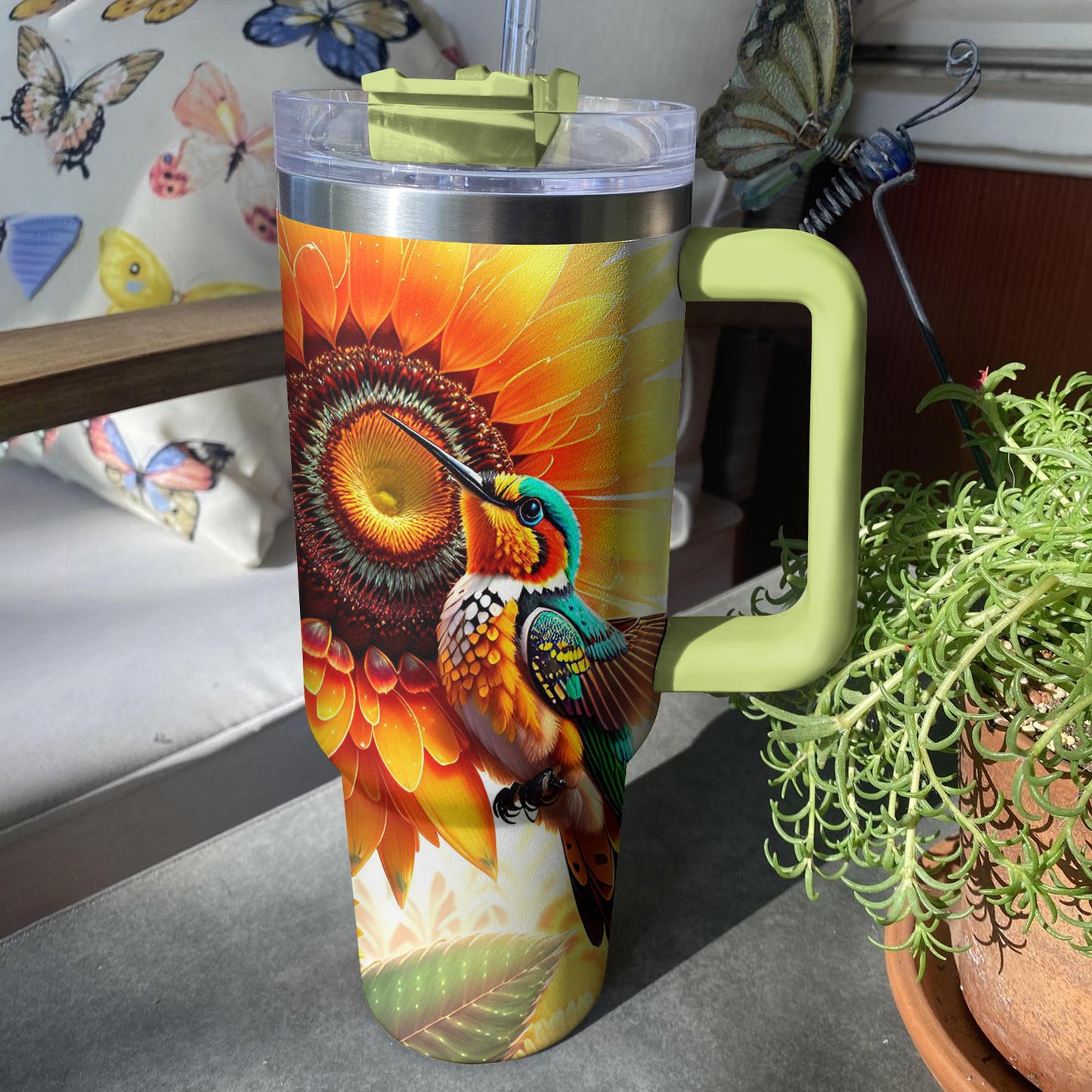 Shineful Tumbler Hummingbird And Sunflower