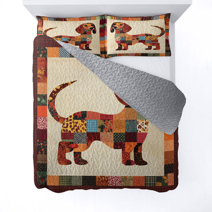 Shineful All Season Quilt 3-Piece Set Dachshund Patchwork