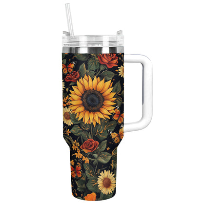 Verre Shineful à motif floral de tournesol et de papillon