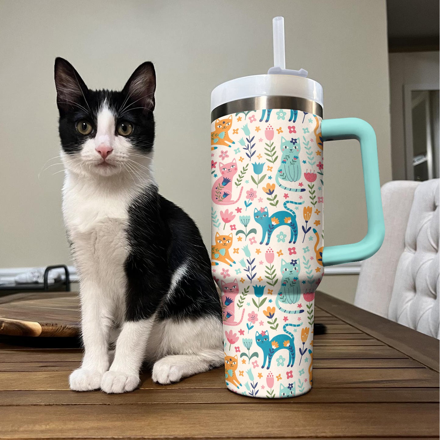 Shineful Tumbler Whimsical Cats Tumbler - Floral Fun