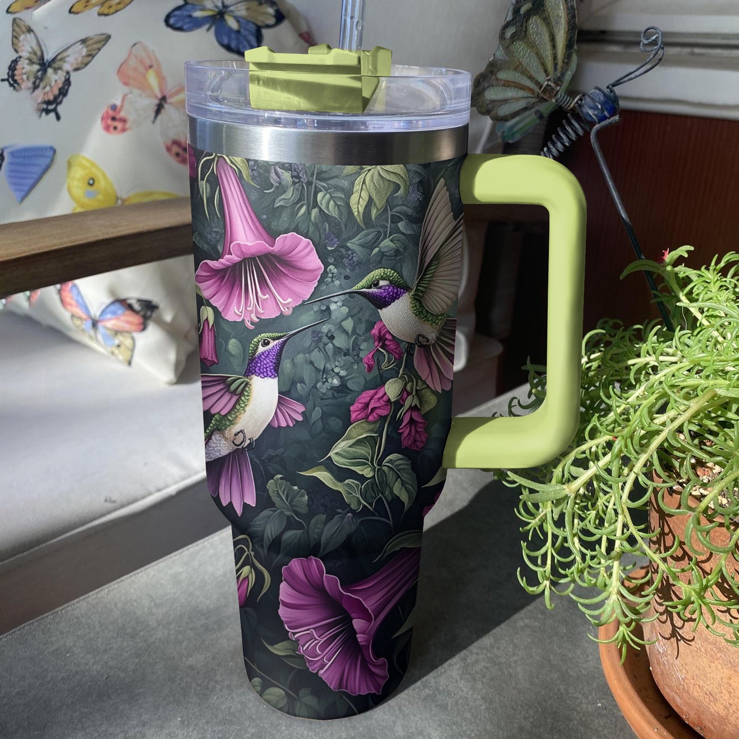 Shineful Tumbler Floral Hummingbird