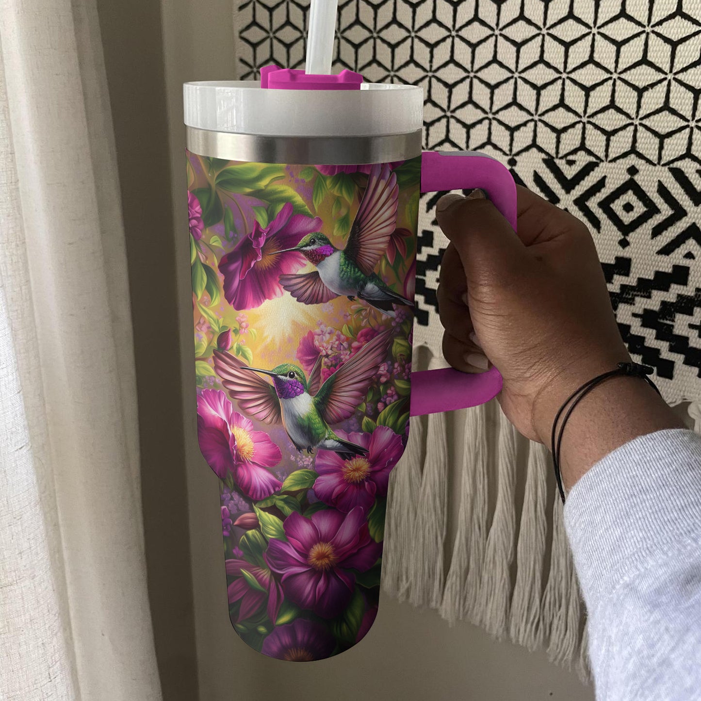 Colibri en vol fleuri de Shineful Tumbler