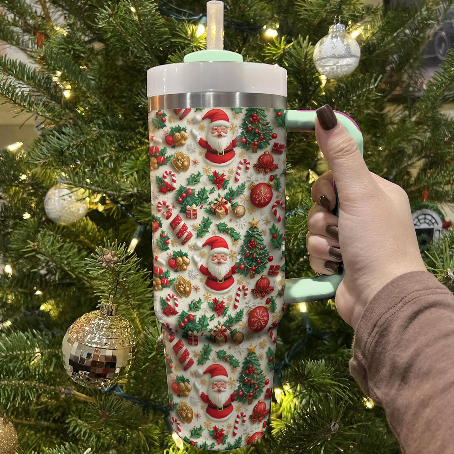 Shineful Tumbler Jolly Christmas Santa Pattern