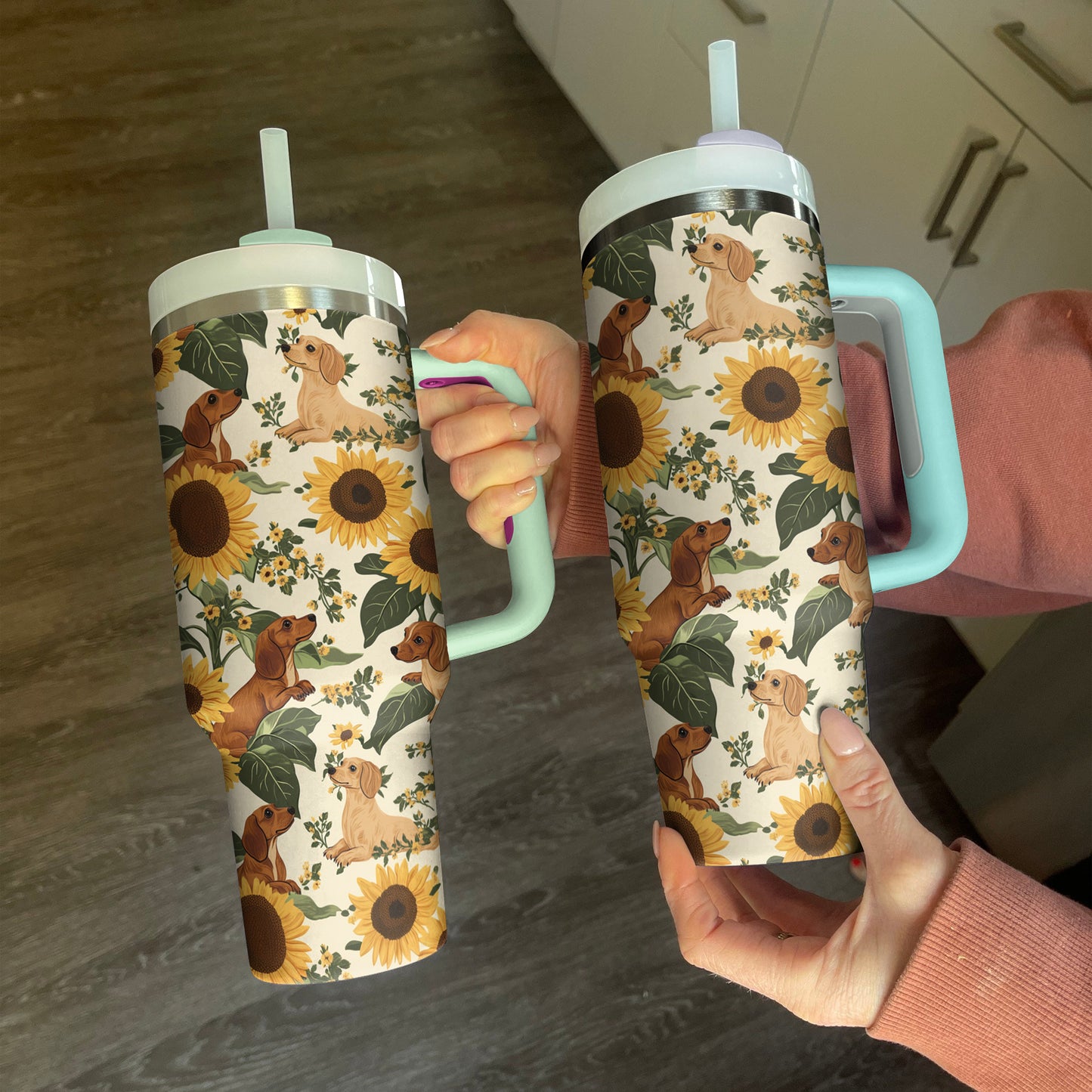 Shineful Tumbler Sunflower Dachshund Pattern