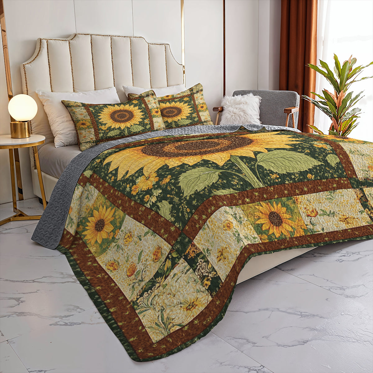 Shineful All Season Quilt 3-Piece Set Sunflower Blis