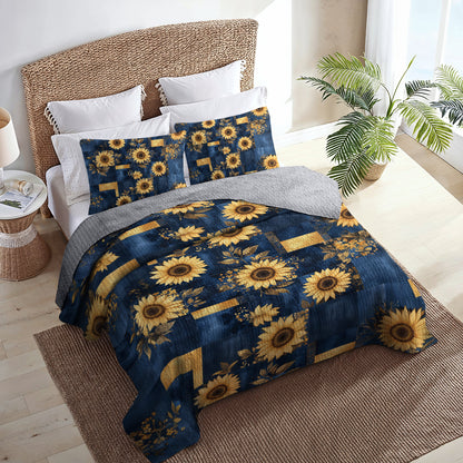 Shineful All Season Quilt 3-Piece Set Golden Sunflower