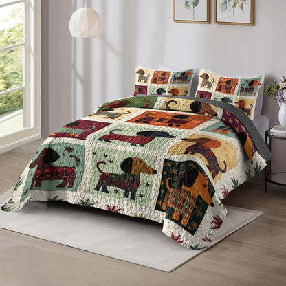 Shineful All Season Quilt 3-Piece Set Patchwork Dachshund