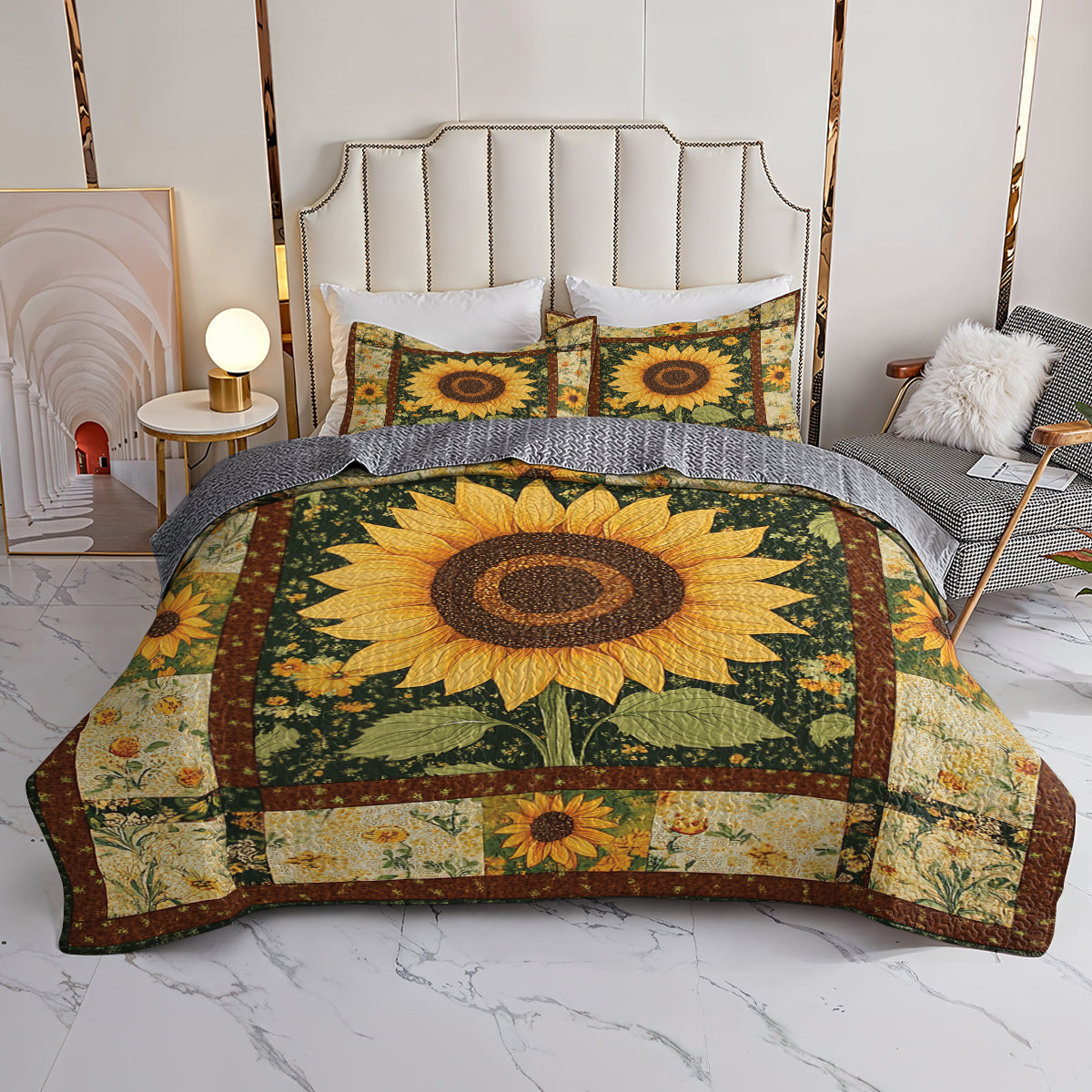 Shineful All Season Quilt 3-Piece Set Sunflower Blis