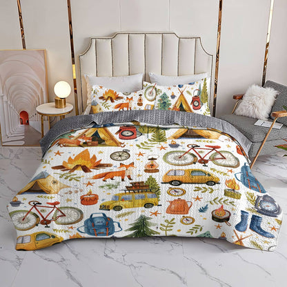 Shineful All Season Quilt 3-teiliges Set Happy Camping 