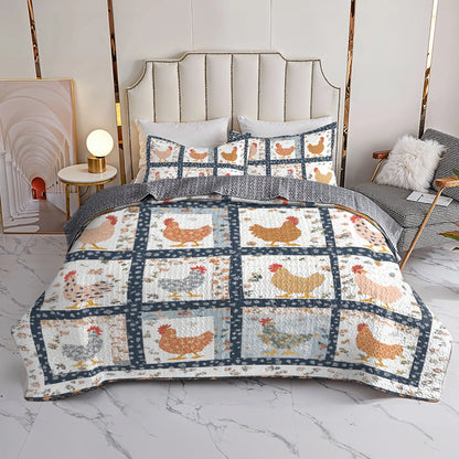 Shineful All Season Quilt 3-Piece Set - Charming Chicken