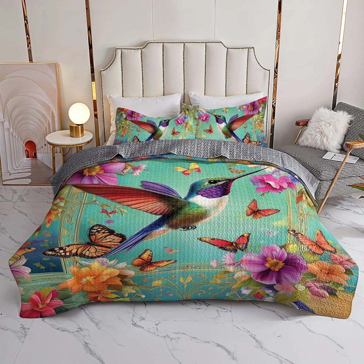 Shineful All Season Quilt 3-Piece Set - Enchanted Hummingbird