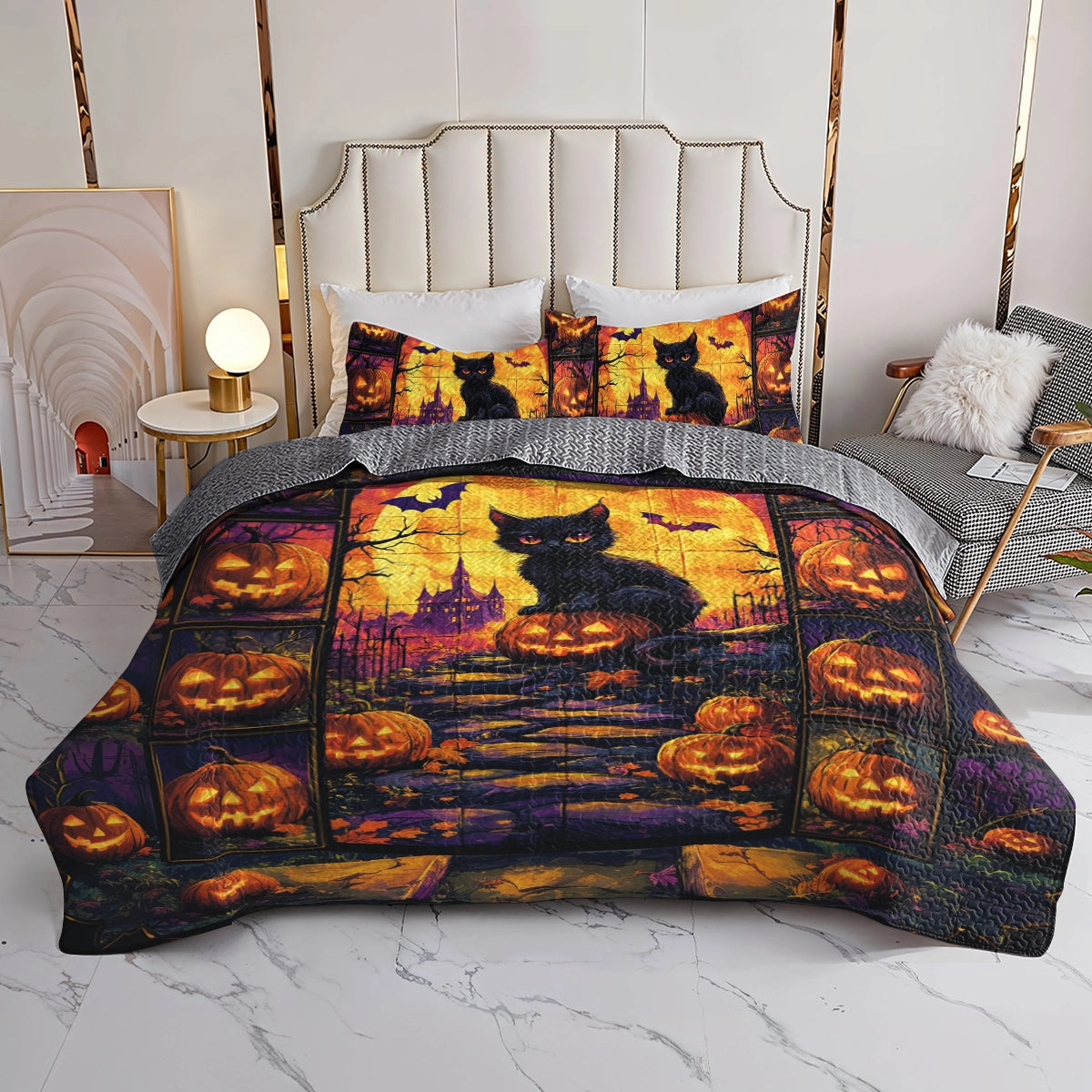 Shineful All Season Quilt 3-Piece Set - Spooky Cat Haven