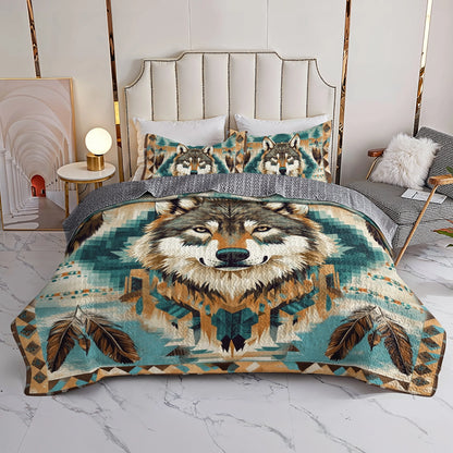 Shineful All Season Quilt 3-Piece Set Native American Wild Spirit