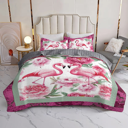 Shineful All Season Quilt 3-Piece Set - Flamingo Blossom