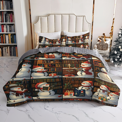 Shineful All Season Quilt 3-Piece Set Chill & Read Snowman