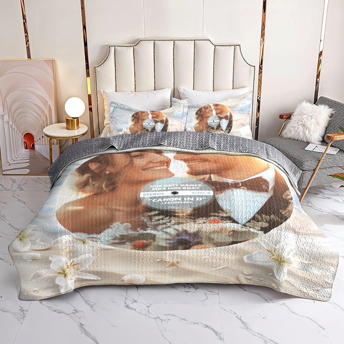 Shineful Personalized All Season Quilt 3-Piece Set Our First Dance Beach Edition