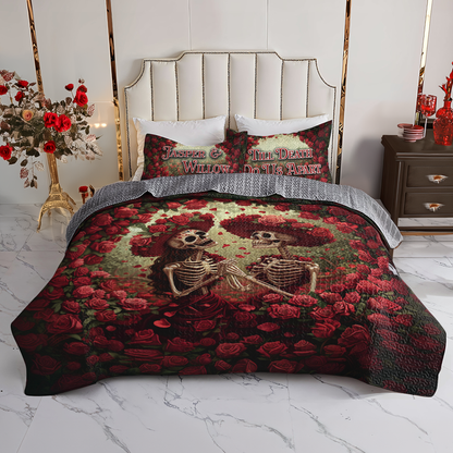 Shineful Personalized All Season Quilt 3-Piece Set Forever Yours Skull Love