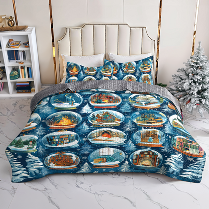 Shineful All Season Quilt 3-Piece Set Frosty Bibliophile's Dream