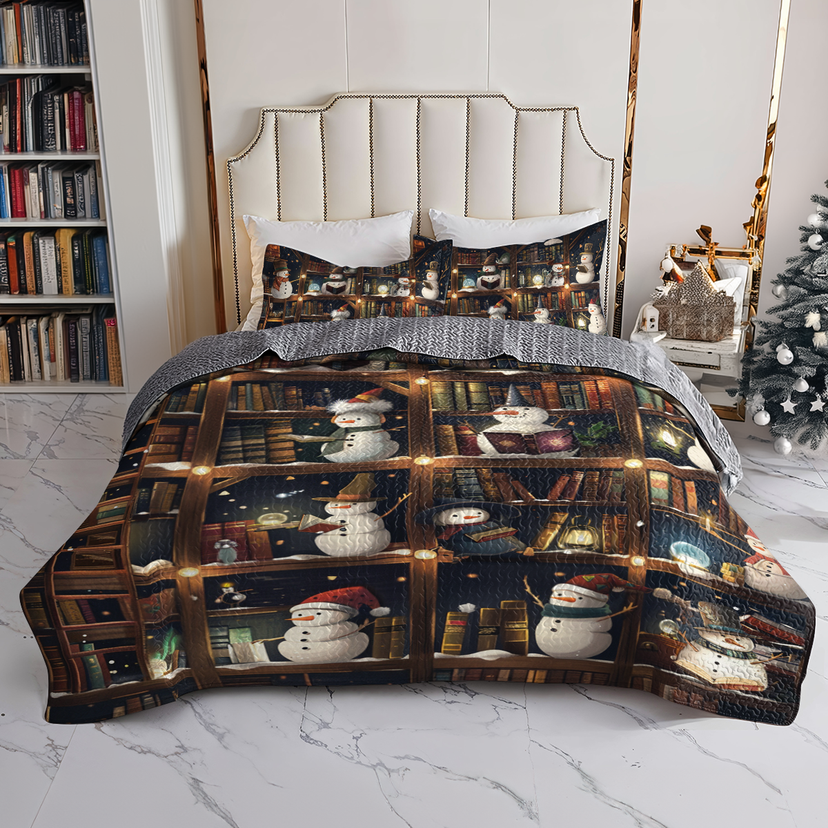 Shineful All Season Quilt 3-Piece Set Snowman Library