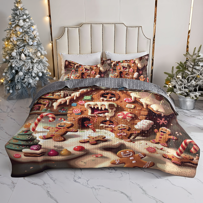 Shineful All Season Quilt 3-Piece Set Gingerbread Funhouse