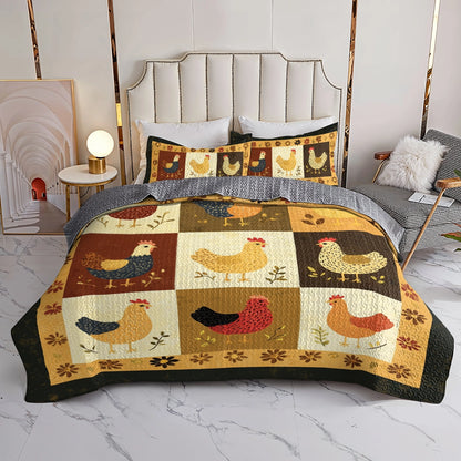 Shineful All Season Quilt 3-Piece Set - Country Chicken