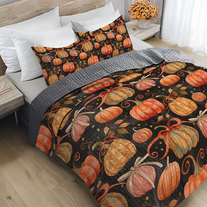 Shineful All Season Quilt 3-Piece Set Rustic Pumpkin Patch