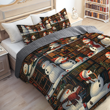 Shineful All Season Quilt 3-Piece Set Chill & Read Snowman