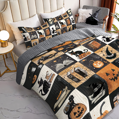 Shineful All Season Quilt 3-Piece Set Halloween Bookworm Retreat