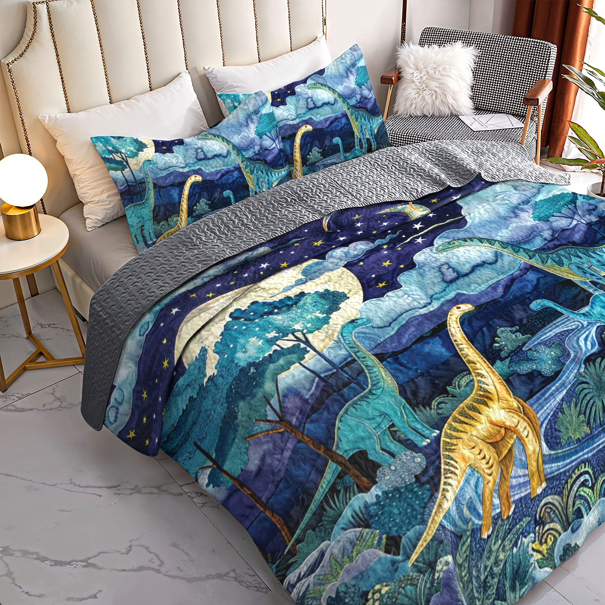 Shineful All Season Quilt 3-Piece Set Dino Dreamscape