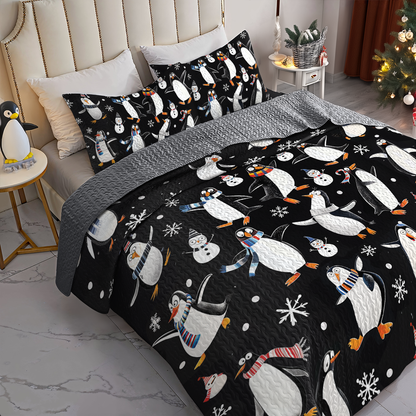 Shineful All Season Quilt 3-Piece Set Penguin Snow Dance