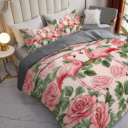 Shineful All Season Quilt 3-Piece Set Flamingo Rose