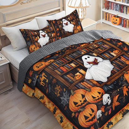 Shineful All Season Quilt 3-teiliges Set Haunted Library Reading