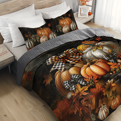 Shineful All Season Quilt 3-Piece Set Cozy Pumpkin Coquette