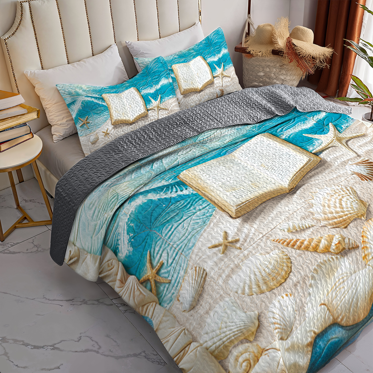 Shineful All Season Quilt 3-Piece Set Oceanic Reads