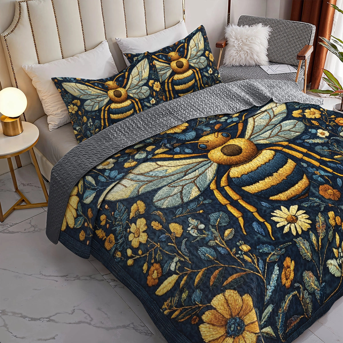 Shineful All Season Quilt 3-Piece Set - Midnight Bee Garden