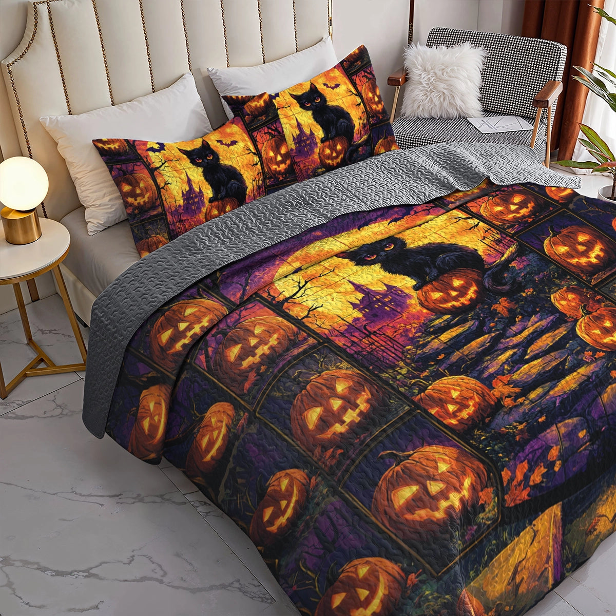 Shineful All Season Quilt 3-Piece Set - Spooky Cat Haven