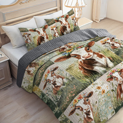 Shineful All Season Quilt 3-Piece Set - Country Charm Cow