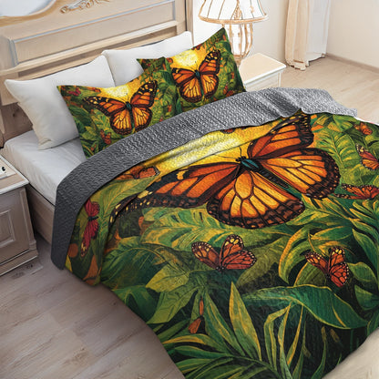 Shineful All Season Quilt 3-Piece Set - Monarch Garden