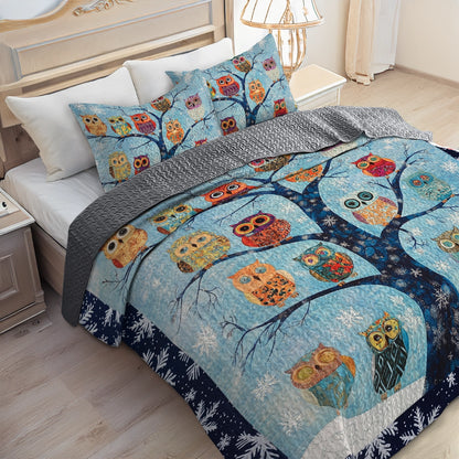 Shineful All Season Quilt 3-teiliges Set - Winter Owl Tree 