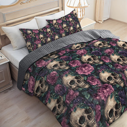 Shineful All Season Quilt 3-Piece Set - Gothic Garden Skull