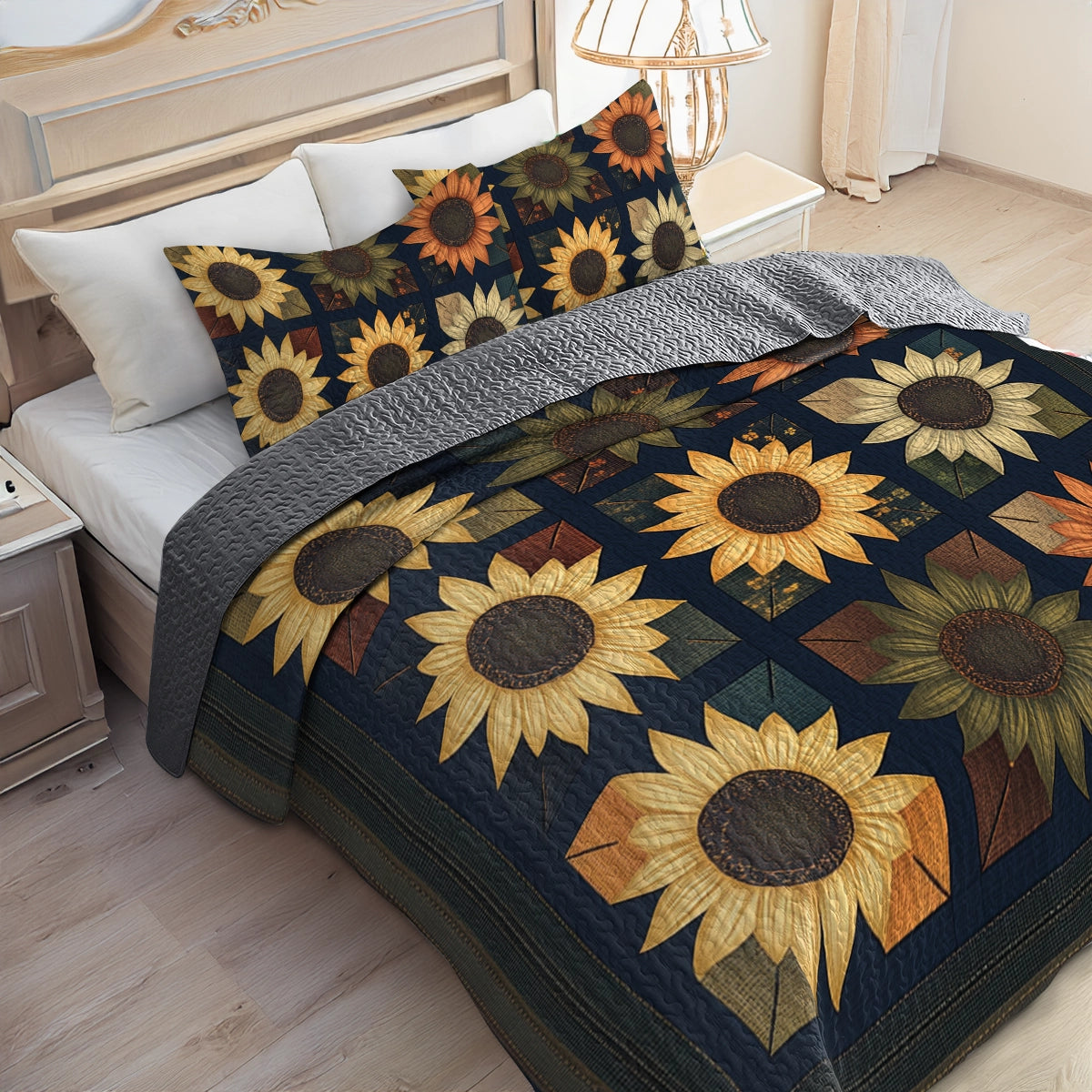 Shineful All Season Quilt 3-Piece Set - Sunflower Harmony