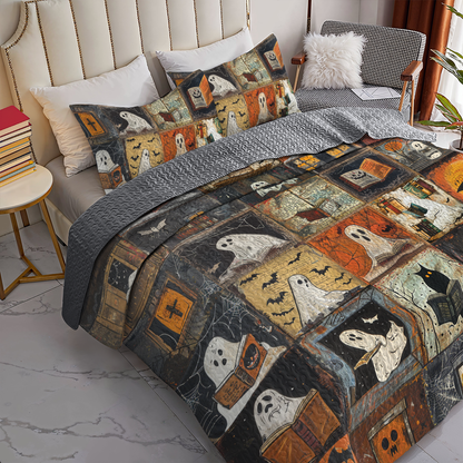 Shineful All Season Quilt 3-Piece Set Ghostly Bookworm