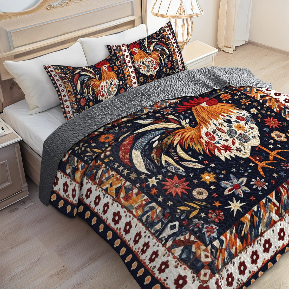 Shineful All Season Quilt 3-Piece Set Rooster's Morning Song