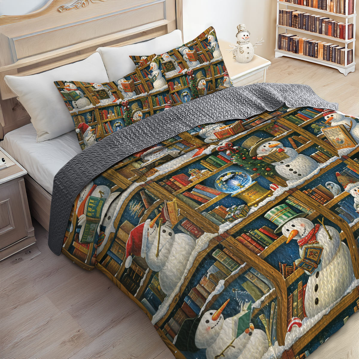 Shineful All Season Quilt 3-Piece Set Snowy Book Nook