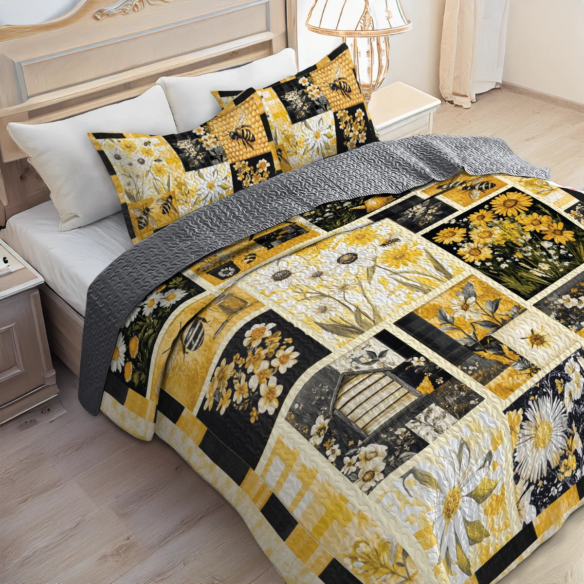 Shineful All Season Quilt 3-teiliges Set Bee Meadow Comfort